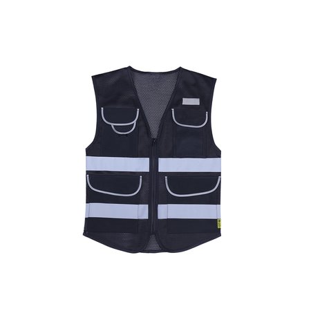 2W INTERNATIONAL Premium Safety Vest, Black, X-Large CV-BK XL